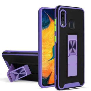 For Samsung Galaxy A30 Dual-color Skin Feel TPU + PC Magnetic Shockproof Case with Invisible Holder(Purple)