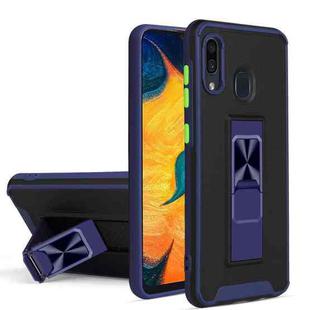 For Samsung Galaxy A30 Dual-color Skin Feel TPU + PC Magnetic Shockproof Case with Invisible Holder(Blue)