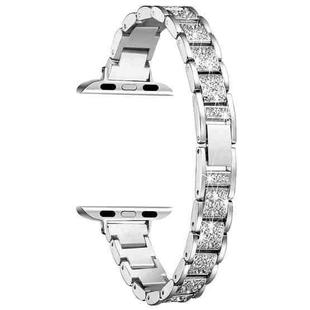 14mm Three-beads Diamond Aluminum Alloy Watch Band For Apple Watch Series 8&7 41mm / SE 2&6&SE&5&4 40mm / 3&2&1 38mm(Silver)