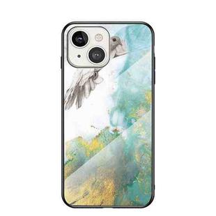 Marble Pattern Glass + TPU Protective Case For iPhone 13 mini(Flying Pigeon)