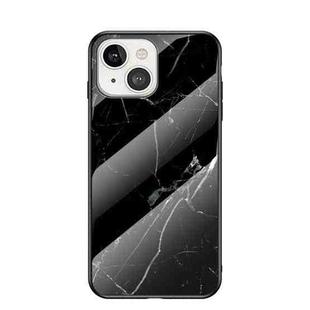 Marble Pattern Glass + TPU Protective Case For iPhone 13(Black)