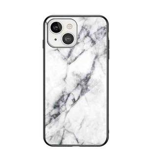 Marble Pattern Glass + TPU Protective Case For iPhone 13(White)
