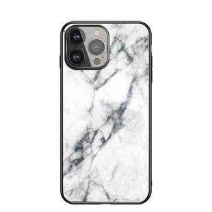 Marble Pattern Glass + TPU Protective Case For iPhone 13 Pro(White)