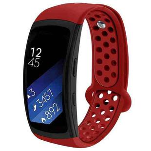 For Gear Fit2 / Fit2 Pro Smart Watch Multiaperture Silicone Double Color Watch Band(Red)