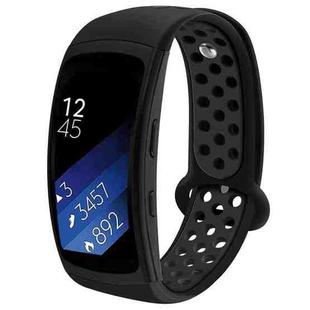 For Gear Fit2 / Fit2 Pro Smart Watch Multiaperture Silicone Double Color Watch Band(Black)