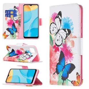 For OPPO A15 Colored Drawing Pattern Horizontal Flip Leather Case with Holder & Card Slots & Wallet(Butterflies)