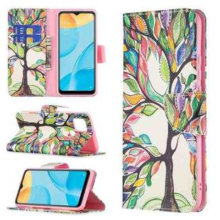 For OPPO A15 Colored Drawing Pattern Horizontal Flip Leather Case with Holder & Card Slots & Wallet(Tree Life)