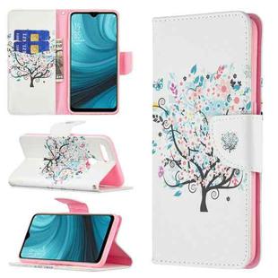 For OPPO A7 Colored Drawing Pattern Horizontal Flip Leather Case with Holder & Card Slots & Wallet(Tree)