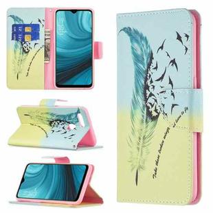 For OPPO A7 Colored Drawing Pattern Horizontal Flip Leather Case with Holder & Card Slots & Wallet(Feather)