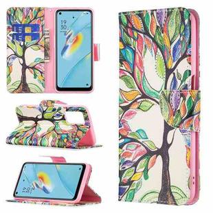 For OPPO A54 4G / A55 5G Colored Drawing Pattern Horizontal Flip Leather Case with Holder & Card Slots & Wallet(Tree Life)