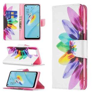 For OPPO A54 4G / A55 5G Colored Drawing Pattern Horizontal Flip Leather Case with Holder & Card Slots & Wallet(Sun Flower)