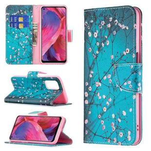 For OPPO A74 / A93 / A54 5G Colored Drawing Pattern Horizontal Flip Leather Case with Holder & Card Slots & Wallet(Plum Blossom)