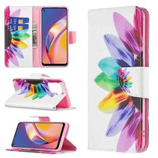 For OPPO A94 4G / Reno5 F / F19 Pro Colored Drawing Pattern Horizontal Flip Leather Case with Holder & Card Slots & Wallet(Sun Flower)