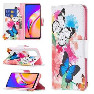For OPPO A94 5G / Reno5 Z 5G / F19 Pro+ Colored Drawing Pattern Horizontal Flip Leather Case with Holder & Card Slots & Wallet(Butterflies)
