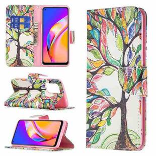For OPPO A94 5G / Reno5 Z 5G / F19 Pro+ Colored Drawing Pattern Horizontal Flip Leather Case with Holder & Card Slots & Wallet(Tree Life)