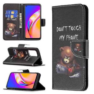 For OPPO A94 5G / Reno5 Z 5G / F19 Pro+ Colored Drawing Pattern Horizontal Flip Leather Case with Holder & Card Slots & Wallet(Bear)