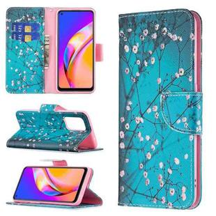 For OPPO A94 5G / Reno5 Z 5G / F19 Pro+ Colored Drawing Pattern Horizontal Flip Leather Case with Holder & Card Slots & Wallet(Plum Blossom)