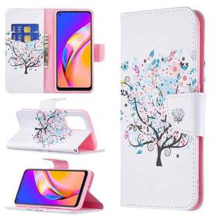 For OPPO A94 5G / Reno5 Z 5G / F19 Pro+ Colored Drawing Pattern Horizontal Flip Leather Case with Holder & Card Slots & Wallet(Tree)