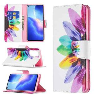 For OPPO Reno5 Pro Colored Drawing Pattern Horizontal Flip Leather Case with Holder & Card Slots & Wallet(Sun Flower)