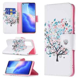 For OPPO Reno5 Pro Colored Drawing Pattern Horizontal Flip Leather Case with Holder & Card Slots & Wallet(Tree)