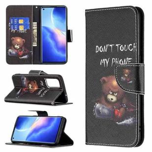 For OPPO Reno5 Colored Drawing Pattern Horizontal Flip Leather Case with Holder & Card Slots & Wallet(Bear)