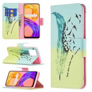 For OPPO Realme 8 / Realme 8 Pro Colored Drawing Pattern Horizontal Flip Leather Case with Holder & Card Slots & Wallet(Feather)
