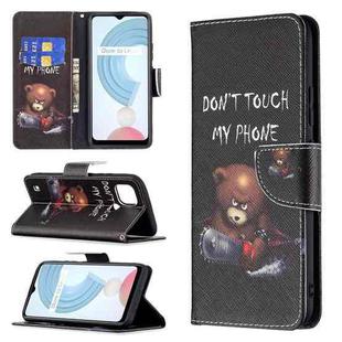 For OPPO Realme C21 / C20 Colored Drawing Pattern Horizontal Flip Leather Case with Holder & Card Slots & Wallet(Bear)