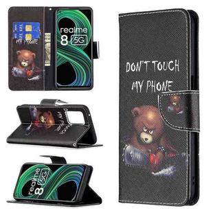 For OPPO Realme 8 5G / Realme V13 Colored Drawing Pattern Horizontal Flip Leather Case with Holder & Card Slots & Wallet(Bear)