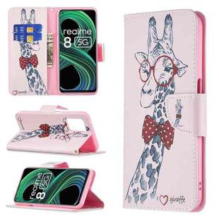 For OPPO Realme 8 5G / Realme V13 Colored Drawing Pattern Horizontal Flip Leather Case with Holder & Card Slots & Wallet(Deer)