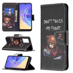 For vivo V21e 4G Colored Drawing Pattern Horizontal Flip Leather Case with Holder & Card Slots & Wallet(Bear)