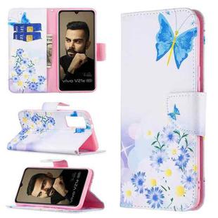 For vivo V21e 5G Colored Drawing Pattern Horizontal Flip Leather Case with Holder & Card Slots & Wallet(Butterfly Love)