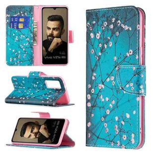 For vivo V21e 5G Colored Drawing Pattern Horizontal Flip Leather Case with Holder & Card Slots & Wallet(Plum Blossom)