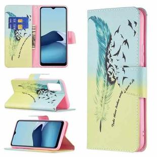 For vivo Y20 Colored Drawing Pattern Horizontal Flip Leather Case with Holder & Card Slots & Wallet(Feather)