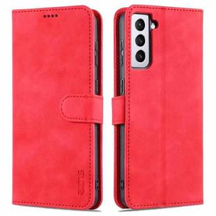For Samsung Galaxy S21 5G AZNS Skin Feel Calf Texture Horizontal Flip Leather Case with Card Slots & Holder & Wallet(Red)