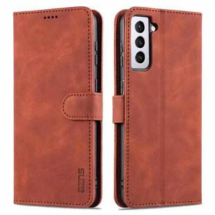 For Samsung Galaxy S21 5G AZNS Skin Feel Calf Texture Horizontal Flip Leather Case with Card Slots & Holder & Wallet(Brown)
