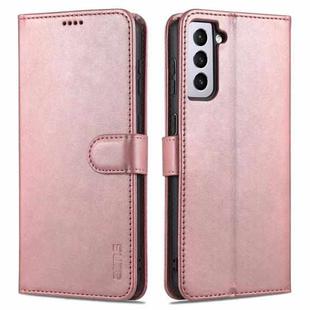 For Samsung Galaxy S21+ 5G AZNS Skin Feel Calf Texture Horizontal Flip Leather Case with Card Slots & Holder & Wallet(Rose Gold)