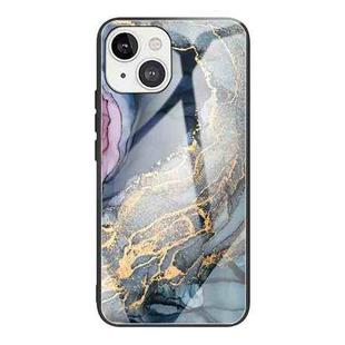 For iPhone 13 Abstract Marble Pattern Glass Protective Case(Abstract Gold)
