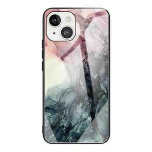 For iPhone 13 Abstract Marble Pattern Glass Protective Case(Abstract Black)