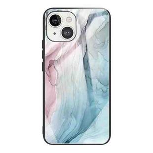 For iPhone 13 mini Abstract Marble Pattern Glass Protective Case (Abstract Gray)