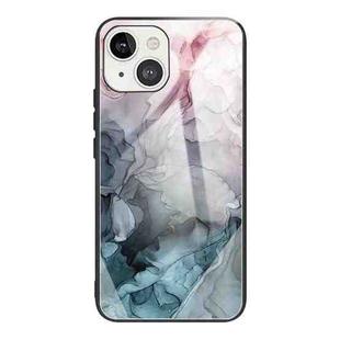 For iPhone 13 mini Abstract Marble Pattern Glass Protective Case (Abstract Light Pink)