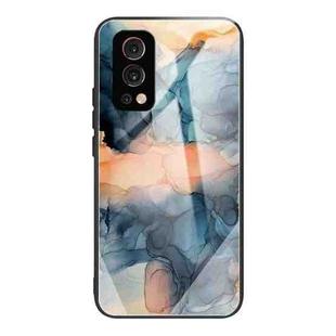 Abstract Marble Pattern Glass Protective Case For OnePlus Nord 2 5G(Abstract Blue)