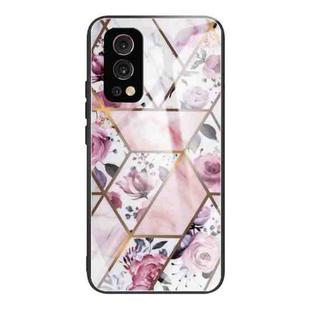 Abstract Marble Pattern Glass Protective Case For OnePlus Nord 2 5G(Rhombus Rose)