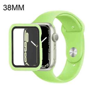 Silicone Watch Band + Watch Protective Case with Screen Protector Set For Apple Watch Series 3 & 2 & 1 38mm (Grass Green)