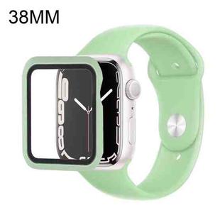 Silicone Watch Band + Watch Protective Case with Screen Protector Set For Apple Watch Series 3 & 2 & 1 38mm(Mint Green)
