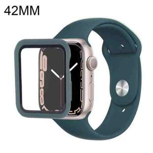 Silicone Watch Band + Watch Protective Case with Screen Protector Set For Apple Watch Series 3 & 2 & 1 42mm(Pine Needle Green)