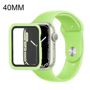 Silicone Watch Band + Watch Protective Case with Screen Protector Set For Apple Watch Series 6 & SE & 5 & 4 40mm (Grass Green)