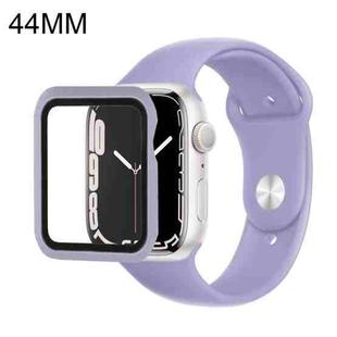 Silicone Watch Band + Watch Protective Case with Screen Protector Set For Apple Watch Series  7  45mm / & 6 & SE & 5 & 4 44mm (Dark Purple)