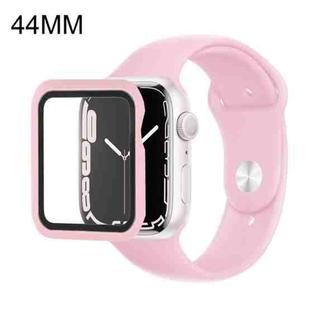 Silicone Watch Band + Watch Protective Case with Screen Protector Set For Apple Watch Series 6 & SE & 5 & 4 44mm(Pink)