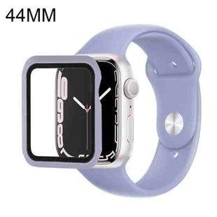 Silicone Watch Band + Watch Protective Case with Screen Protector Set For Apple Watch Series  7  45mm / & 6 & SE & 5 & 4 44mm (Gray Blue)
