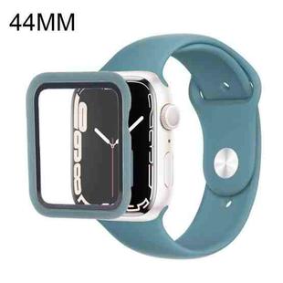 Silicone Watch Band + Watch Protective Case with Screen Protector Set For Apple Watch Series 6 & SE & 5 & 4 44mm(Blue Grey)